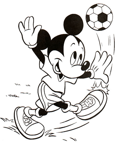 coloriage mickey joue au foot